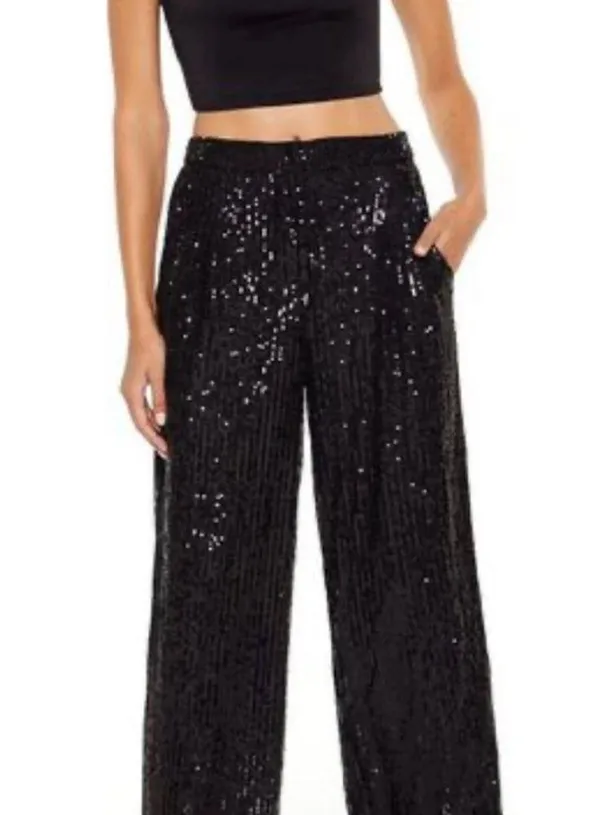 Forever 21 Black Wide Leg Sequin Pants - Size XS - NWT - Image 4
