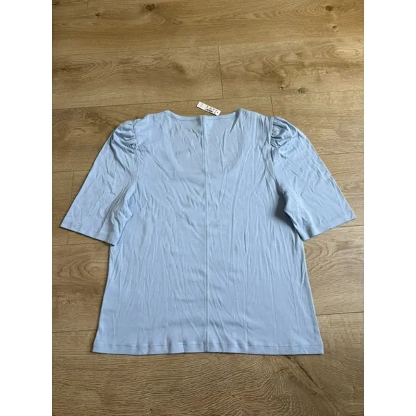 NWT Madewell puff‎ sleeve top scoop neck light blue summer supima cotton size XL - Image 2