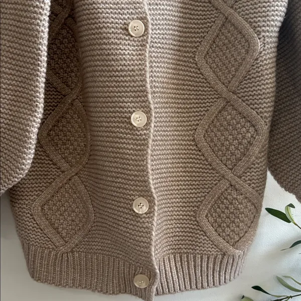 Pink Lily Tan Knit Cardigan - Image 2