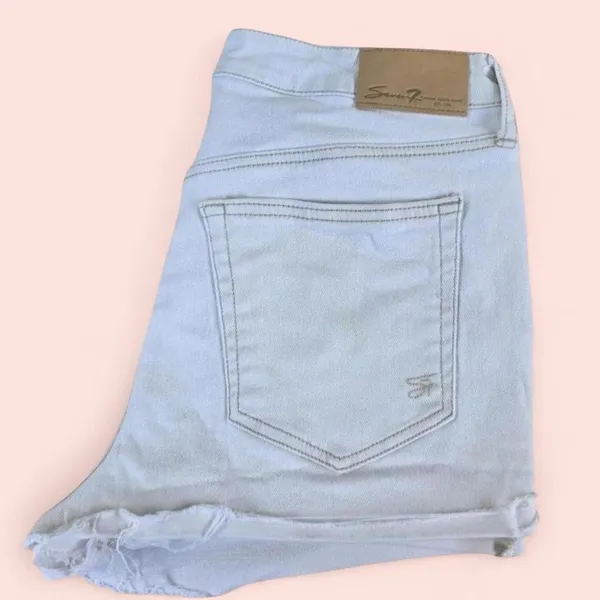 Women’s Seven7 Denim Jean Cut Off Shorts 6 Raw Hem White Cream - Image 2