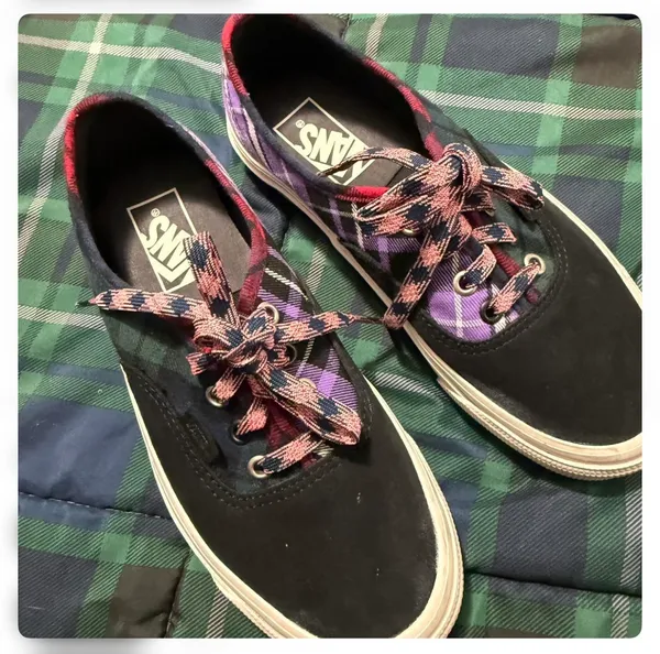 Vans Authentic 44 DX Anaheim Factory Plaid Black Purple Blue Men's 5.5 Womens 7 - Image 4