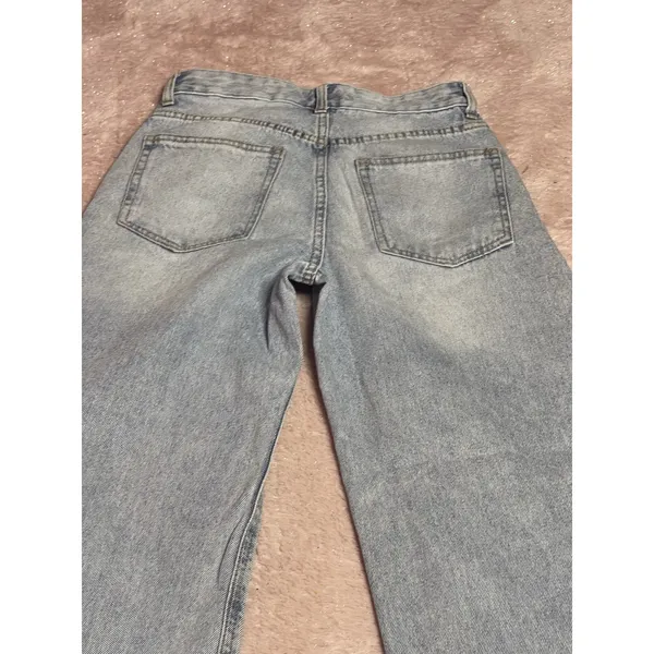 H&M Jeans Women 2 Blue Denim Wide Leg Mid Rise Zip Fly Cotton Blend Size 0 Bin11 - Image 8