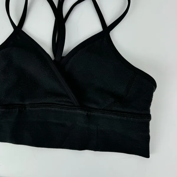 Lululemon Superb Bra Sz 4 Black Practice Cotton Strappy Open Back - Image 5