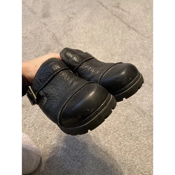 Harley Davidson Black Leather‎ Chunky Buckle Mules Clogs Stock 83041 Womens 6 - Image 6