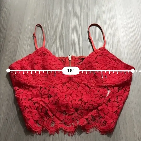 Bardot Sienna Ruby Red Floral Lace Bralette Sleeveless Crop Top Size‎ L - Image 5