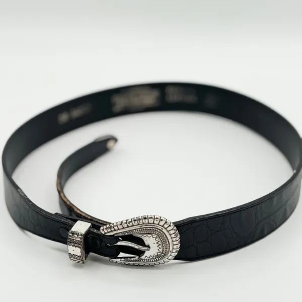 Silver Creek Collection Western Belt Size 28 Black Leather Concho Buckle Rodeo - Image 2