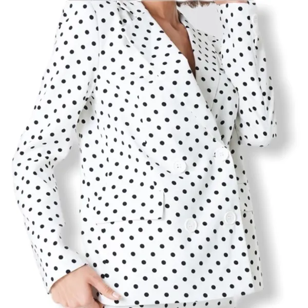 NA-KD Polka Dot Double Breasted Blazer EU 36 US 4 Black White Tailored - Image 5