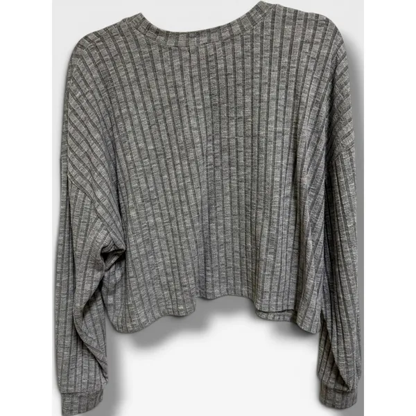 Billabong Womens Gray Ribbed Cropped Long Sleeve Top Relaxed Large L - Image 4
