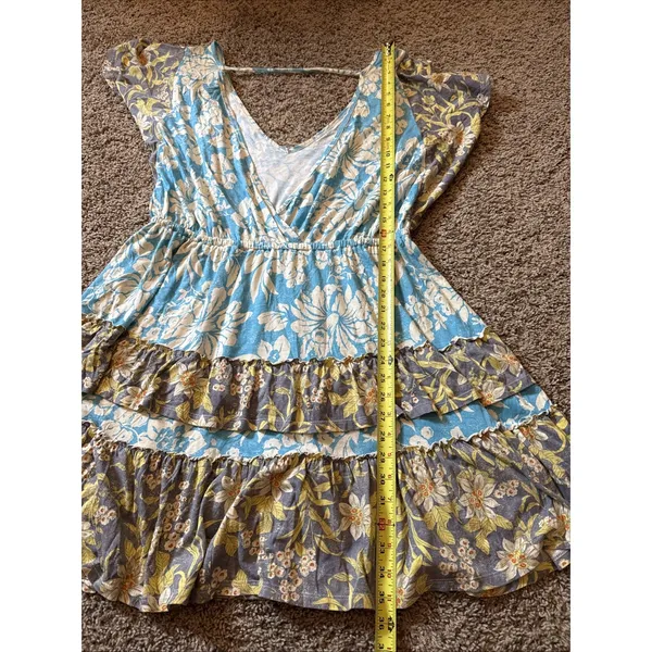 Daily Practice by Anthropologie Floral Tiered Ruffle Mini Dress Blue Medium - Image 5