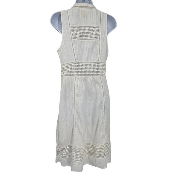 Maeve Anthropologie Dress Womens 6 Eyelet Cotton Sleeveless Midi Kentucky Derby‎ - Image 3