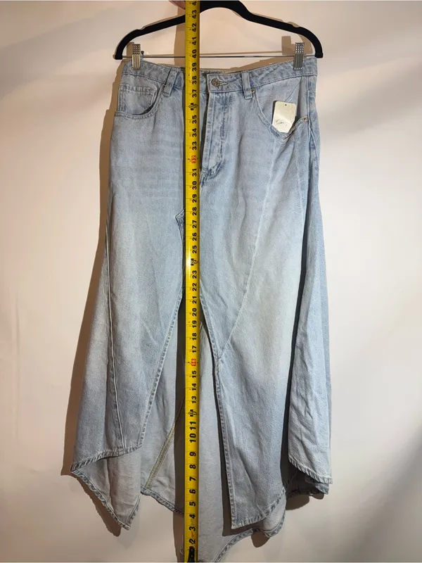 NWT! Free People We The Free Aquarius Asymmetrical Denim Maxi Skirt 27 - Image 5