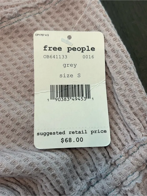 Free People Dahlia thermal boho raw hem relaxed oversized bell sleeve top NWT S - Image 8