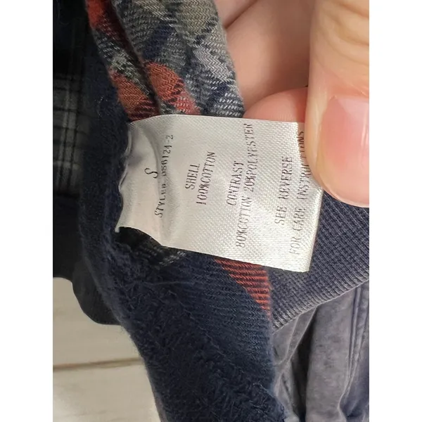 Oli & Hali Plaid Blue Bomber Jacket Small Full Zip Mixed Media Shacket - Image 7