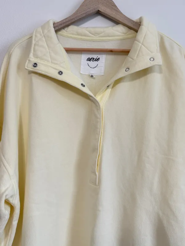NWT Aerie Oh Snap! Sweatshirt Cozy Yellow Size Large NEW Oversized Sweater - Image 3