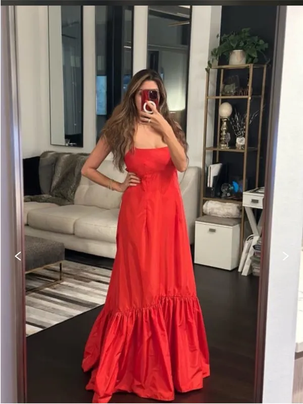 Staud The Florence Gown in Hibiscus Red M/US6-8 - Image 2