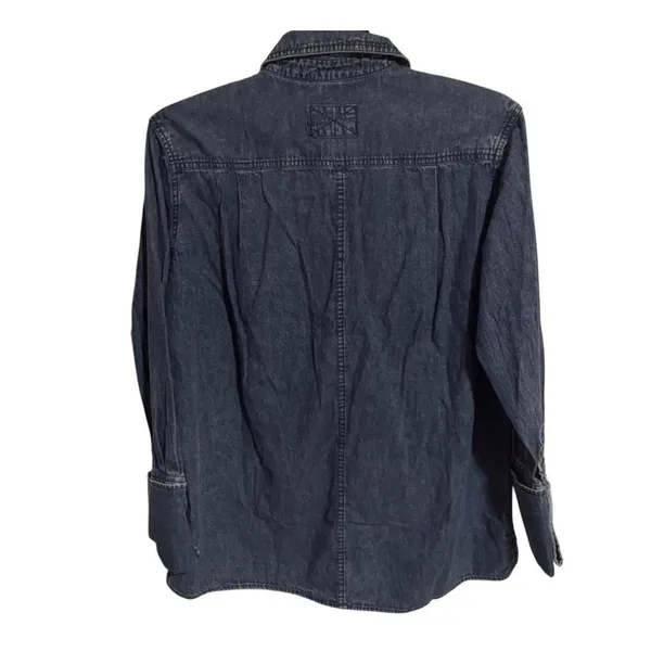 Free People $148 NWT We The Free Blue Denim Button-Up Collared Long Sleeve Top M - Image 3