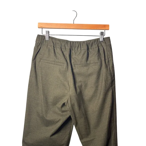 LOFT Womens Tapered Pants S Olive Green Pleated Elastic Back Dark Academia Pants - Image 4