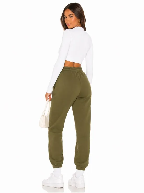 NEW Naked Wardrobe Olive Green French Terry Joggers High Waist Sweatpants SMALL - Image 3