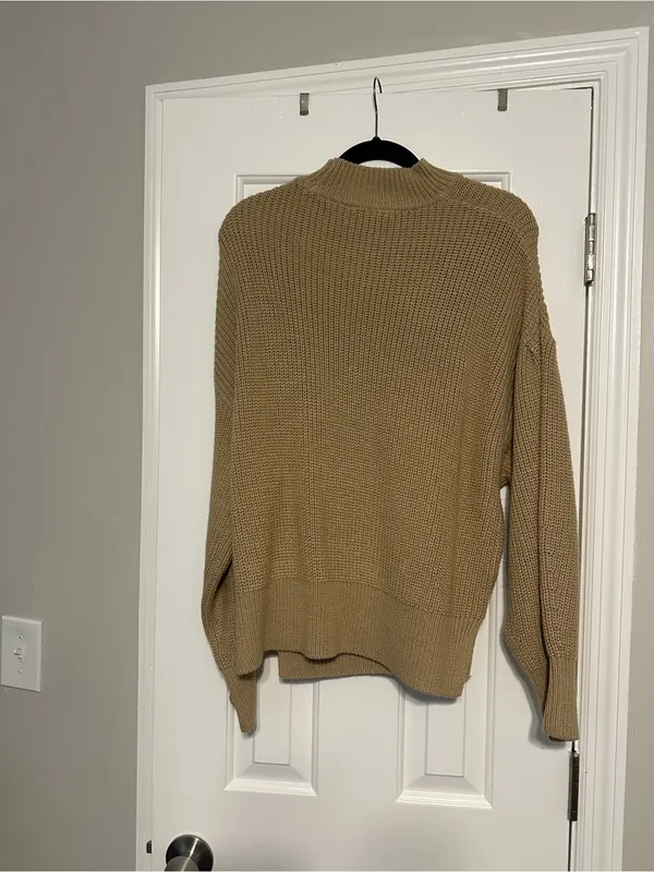 ASOS Miss Selfridge Camel Funnel Neck Split Hem Knit - Image 5