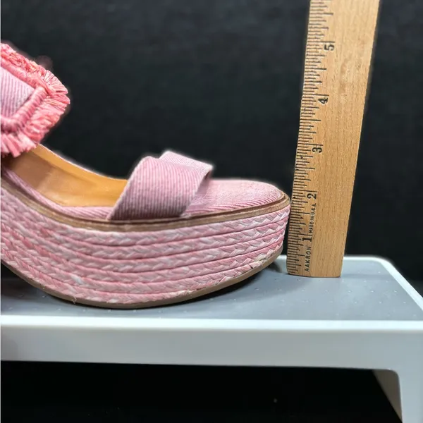Lucky‎ Brand Yidris Platform Espadrille Heels Sandals Pink Size 9M Straw Buckle - Image 7