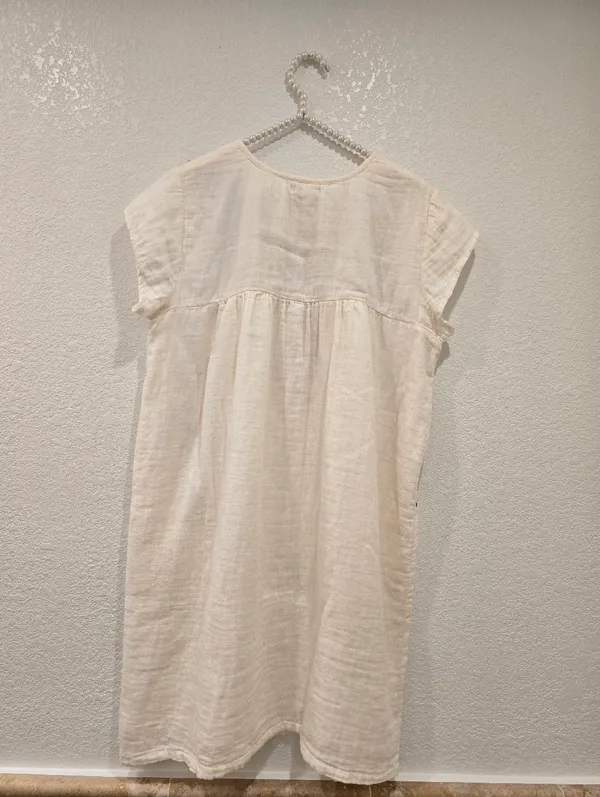 THML ivory cap-sleeve gauze Floral Embroidered Dress L - Image 2