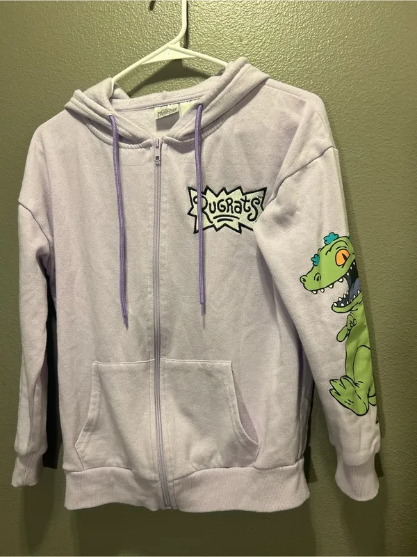 Nickelodeon Rugrats Zip Up Hoodie Lavender Sunrise Women XS Back Graphic Reptar - Image 2