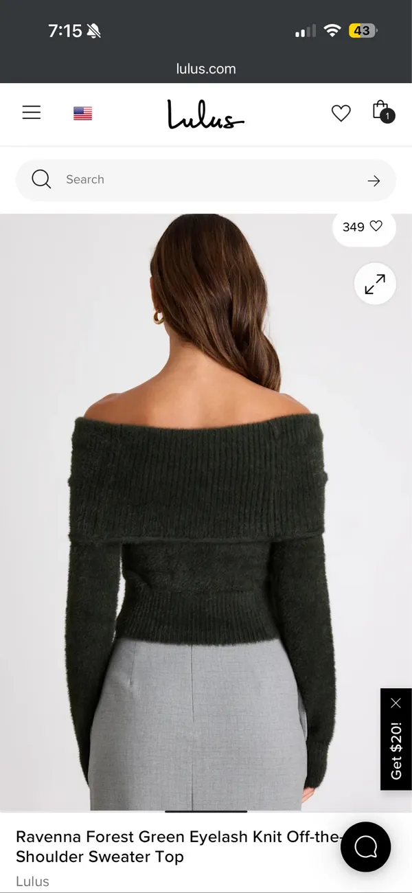Lulus Ravenna Forest Green Eyelash Knit Off-the-Shoulder Sweater Top - Image 2