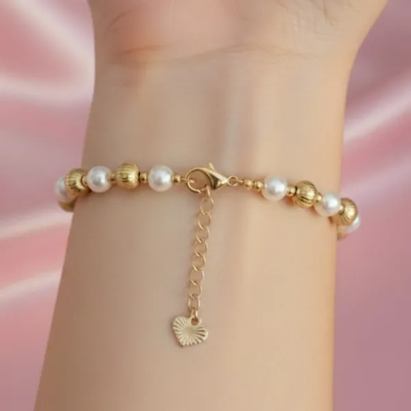Elegant 18K Gold Filled and lab Pearl Bracelet Tarnish Free Made In Italy - Image 3