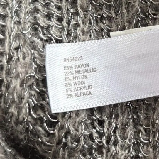 NWT Gap‎ Lightweight Knit Slim Cardigan Silver Metallic Wool Alpaca Size Large - Image 5
