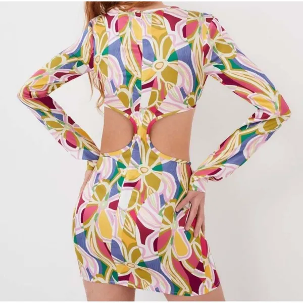 NWT For Love & Lemons Thora Long Sleeve‎ Cut Out Mini Dress Sz Small $278 - Image 2