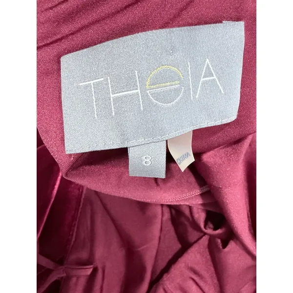 THEIA Burgundy Velvet Spaghetti Strap Mermaid Trumpet Gown‎ NWT Size 8 $495 - Image 4