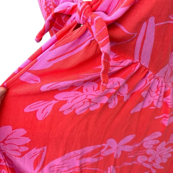 Goa Beachwear by japna Orange pink floral island vacation resort wear maxi dress - Image 5