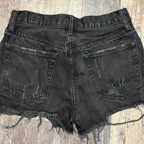 Vintage We The‎ Free Black denim shorts with frayed hem and distressing - Image 3