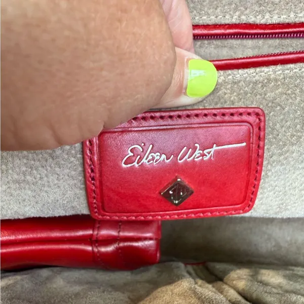 Eileen West Lipstick Red Leather Shoulder Hand Bag And Change Purse - Image 5