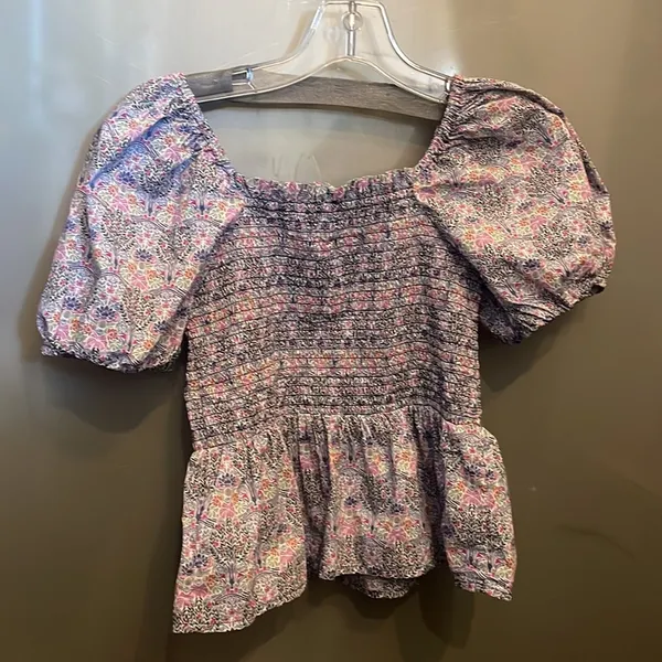 J. Crew Smocked Square-neck Cotton Top In Liberty Club Nouveau Floral Pr… - Image 7