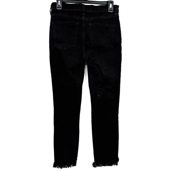 J. Crew Mercantile Size 27 Skinny Fit Black‎ Denim Pants Jeans Distressed Hem - Image 2