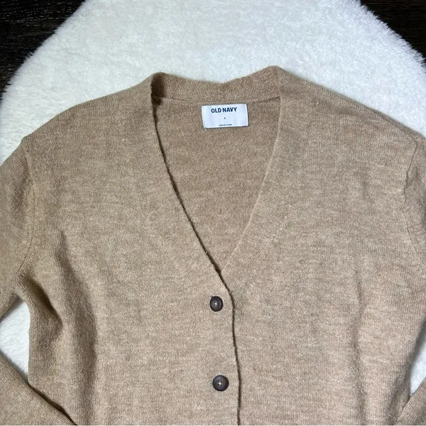 Old Navy Tan Knit Button Front Cardigan - Image 2