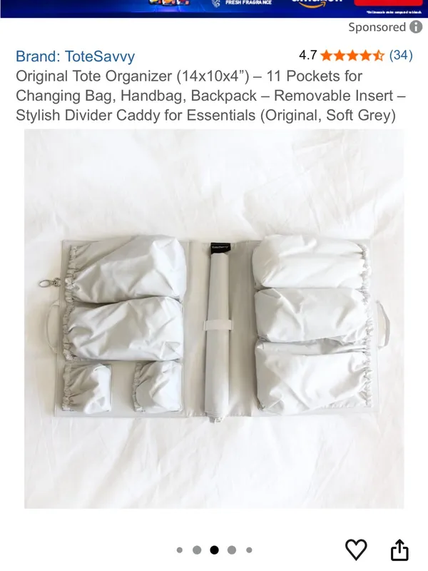 Tote savvy bag organizer Gray - Image 7
