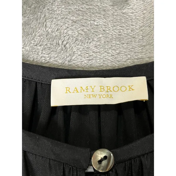 Ramy Brook Jackson Blouse Medium Black Cold Shoulder Lace Trim Date Night Top - Image 5