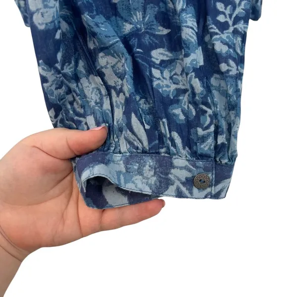 Free People Cool Meadow Printed Top Denim Combo‎ Blue Floral Size XS - Image 9