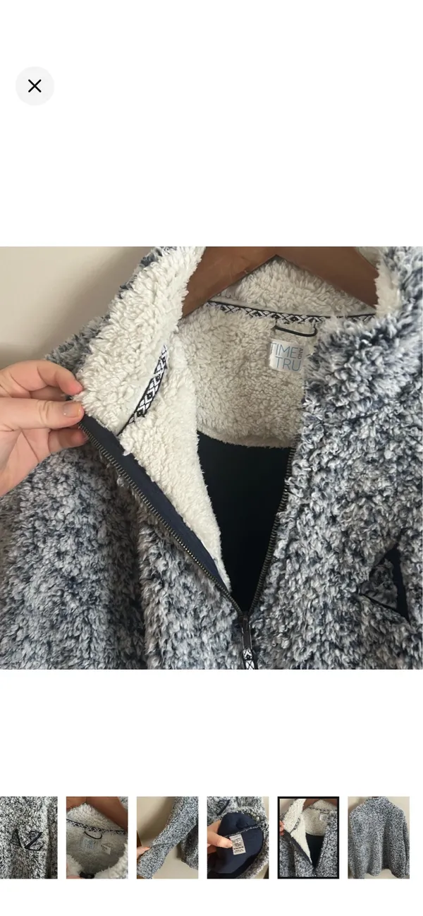Time & Tru Delta Zeta Letter Embroidered Fuzzy Faux Sherpa Half Zip Pullover - Image 6