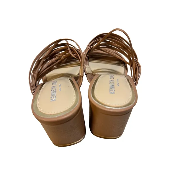 Kenneth Cole Amelia Flare Heels – Nude Leather Strappy Block Heel‎ – Size 7 - Image 3