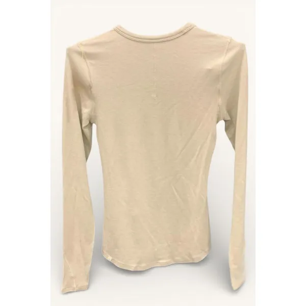 Lululemon Womens 4 Hold Tight LS Shirt Beige Shimmer Sparkle Ribbed Fitted Top - Image 2