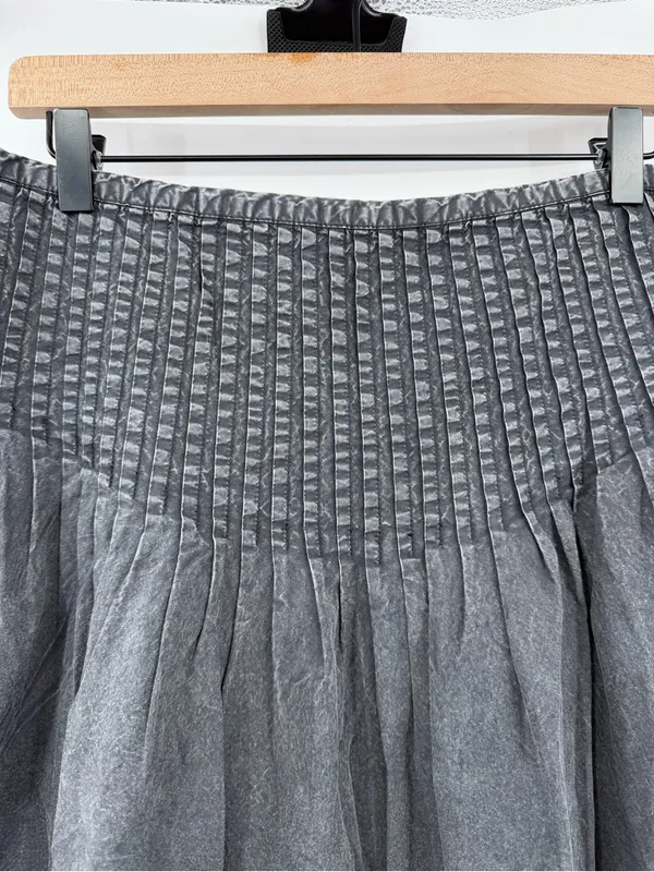 Free People Peyton Pintuck Midi Skirt 4 Washed Black Pleated Cotton $128 - Image 5