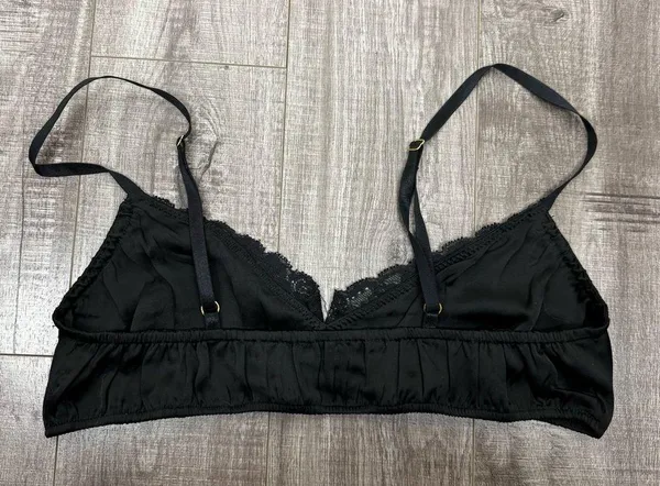 Free People She Lace & Satin Bralette In Black Size Large - Image 3