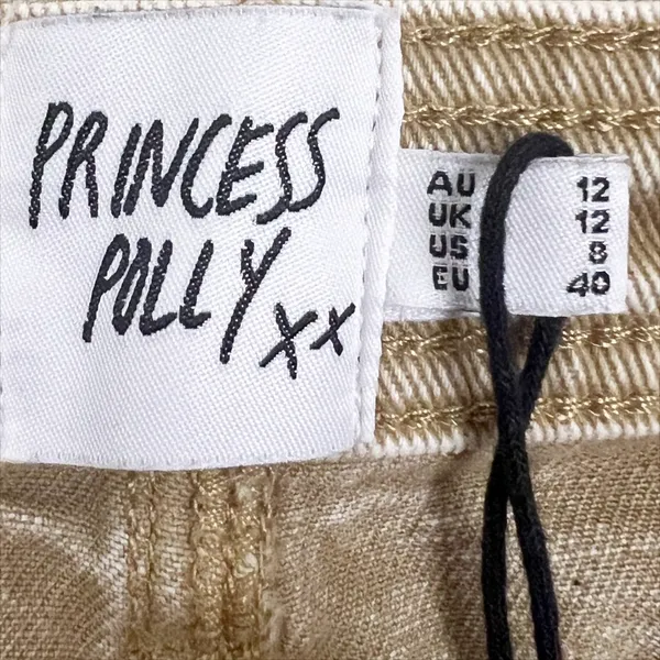 NWOT Princess Polly Velveto Low Rise Denim Mini Skirt in Camel Tan Size 8 - Image 4