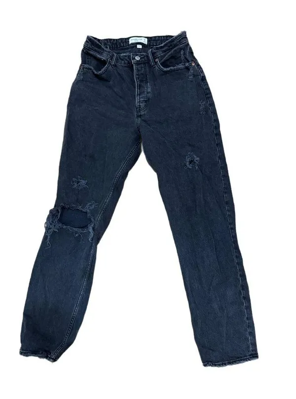 Size 27/4R Curve Love High Rise Dad Jeans Black Distressed - Image 6