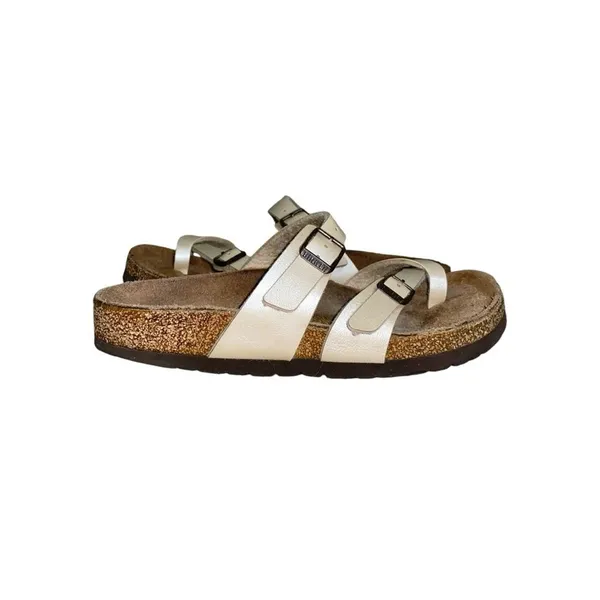 Birkenstock Mayari Birko-Flor Strappy Toe Loop White Faux Leather Sandals EU 36 - Image 2