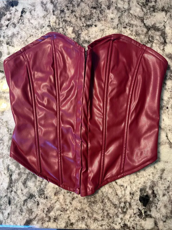 Red Leather Corset Top - Image 2