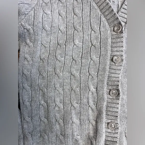 Brandy Melville Gray Chunky‎ Cable Knit Cardigan Button Y2K Bella Swan Sweater - Image 4